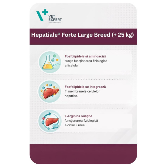 Hepatiale Vet Expert – Large Breed – supliment pentru susținerea funcției hepatice la câini de talie mare, 40 tablete